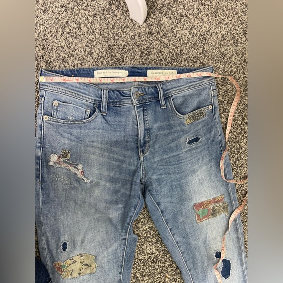 Anthropologie Pilcro Village Straight Jeans In Light Patchwork Slim Boyfriend 28 - Picture 7 of 9